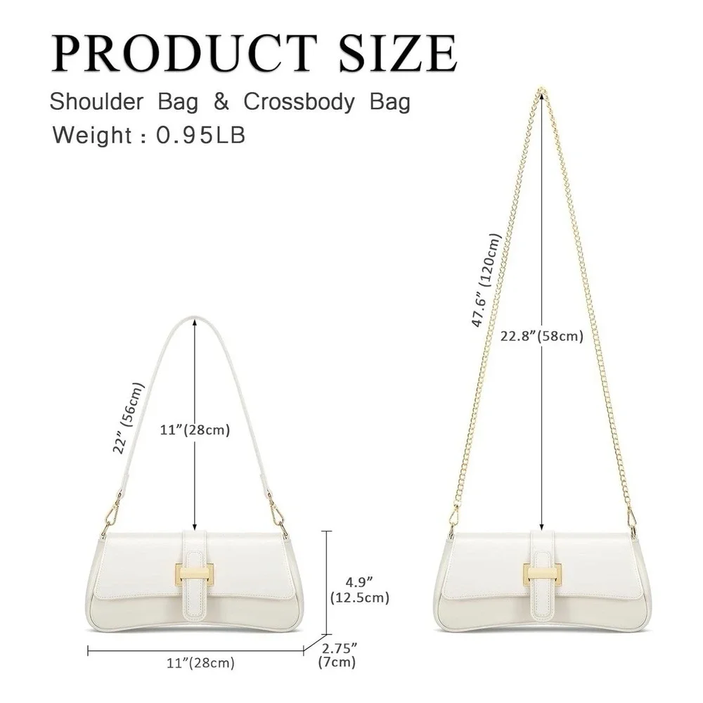 Shoulder Bag for Women Small Handbag Hobo Purses, Retro Clutch Leather Off White